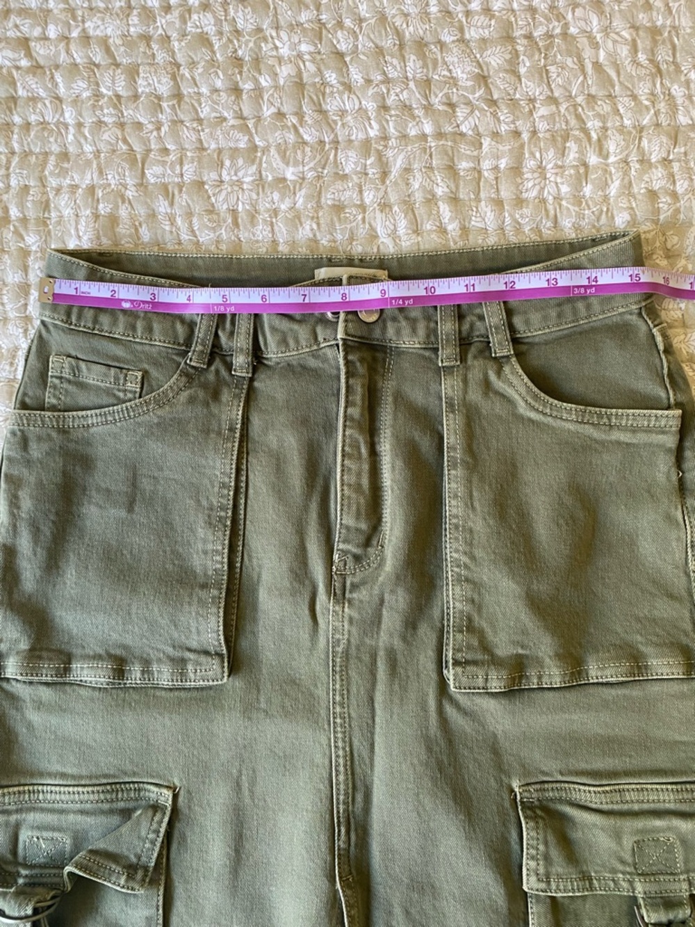 Pacsun Olive Green Cargo Pocket Midi Skirt with Front Slit - Picture 5 of 6